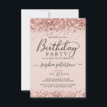 Convites A brilhante Rosa de brilho Dourada do Elegante bor<br><div class="desc">Na moda moderno, Rosa Rosa Rosa Dourada, Brilhante, Chamada de Aniversário. Esta elegante modelo de convite de aniversário feminina feminina para adultos, qualquer idade, com uma caligrafia de tipo de letra de texto com letras maiúsculas e minúsculas, com bordas cor-de-rosa pincelada, cor-de-rosa pincelada, em rosa-pincel, com sotaque cor de pêssego....</div>