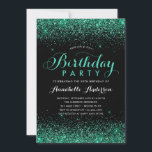 Convites A Brilhante Verde-Teal Negra Desperta Qualquer Ida<br><div class="desc">Cláusula Elegante Elegante Elegante De Espetáculo Verde-Teal Preto-Glam Moderno A Qualquer Convite Aniversário De Idade</div>