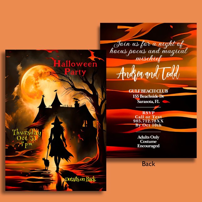 Convites A bruxa cinemática e a silhueta de gato do Hallowe (Criador carregado)