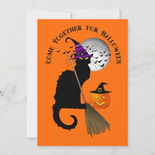 Convites A Bruxa do Halloween Le Chat Noir