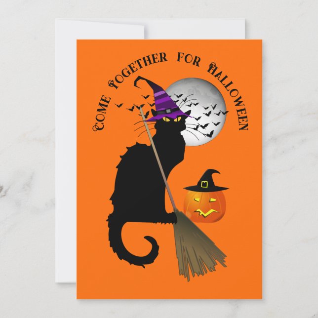 Convites A Bruxa do Halloween Le Chat Noir (Frente)