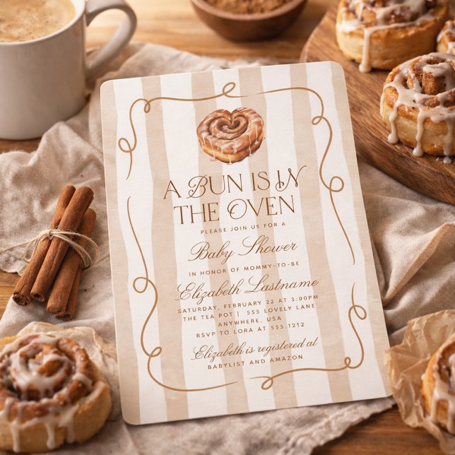 Convites A Bun in the Oven Cinnamon Roll Theme Baby Shower (A Bun in the Oven Cinnamon Roll Theme Baby Shower Invitation)