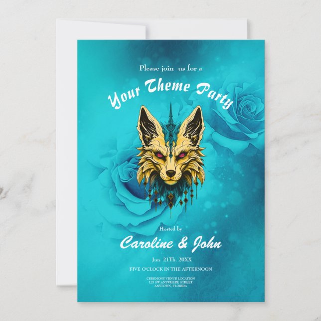 Convites A cabeça mística da raposa, nobre e misteriosa (Frente)