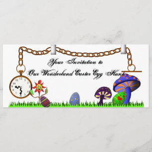 Convites A caça do ovo da páscoa do país das maravilhas