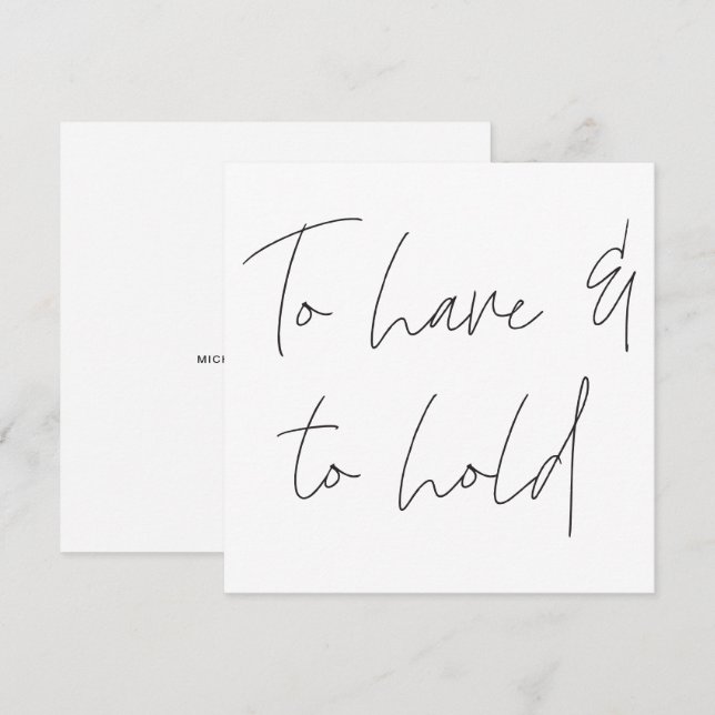 Convites A caligrafia moderna promete ter e manter casament (Frente/Verso)