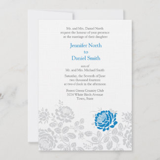 Convites À Casamento tema damasco Azul E Cinza