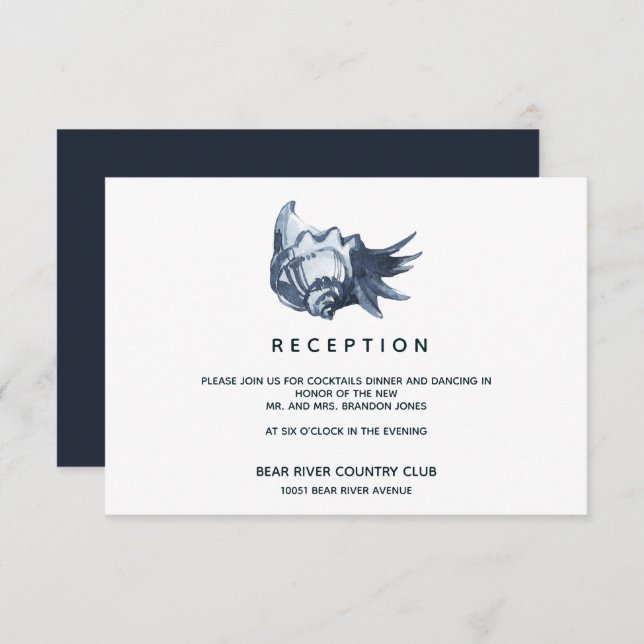 Convites A casca azul | Gabinete de Recepção de casamento (Frente/Verso)