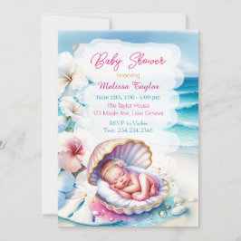 Convites A Chá de fraldas costeira da menina doce à beira-m