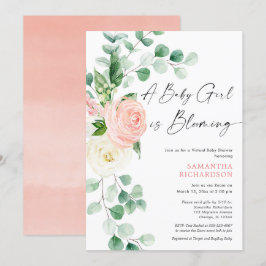 Convites A chá de fraldas virtual Baby girl está a floresce