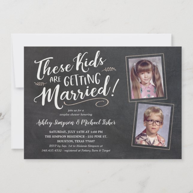 Convites a Chás de casamento de Fotografias Antiga (Frente)