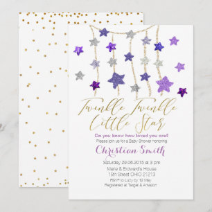 Convites A cintilação ROXA do LILAC Stars o chá de frald