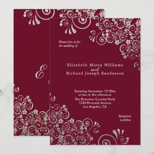 Convites A cinza de prata elegante de Borgonha roda