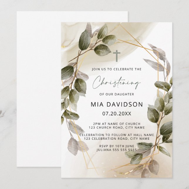 Convites A Cor de Água Verde e Dourada Escamuflada deixa o  (Frente/Verso)