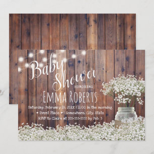 Convites A corda da respiração do bebê rústico ilumina 