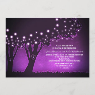 Convites A corda ilumina o jantar de ensaio roxo rústico d