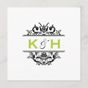 Convites A crista quadrada preta & verde convida