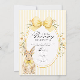 Convites A cute little Floral Bunny Yellow Bow Baby Shower 
