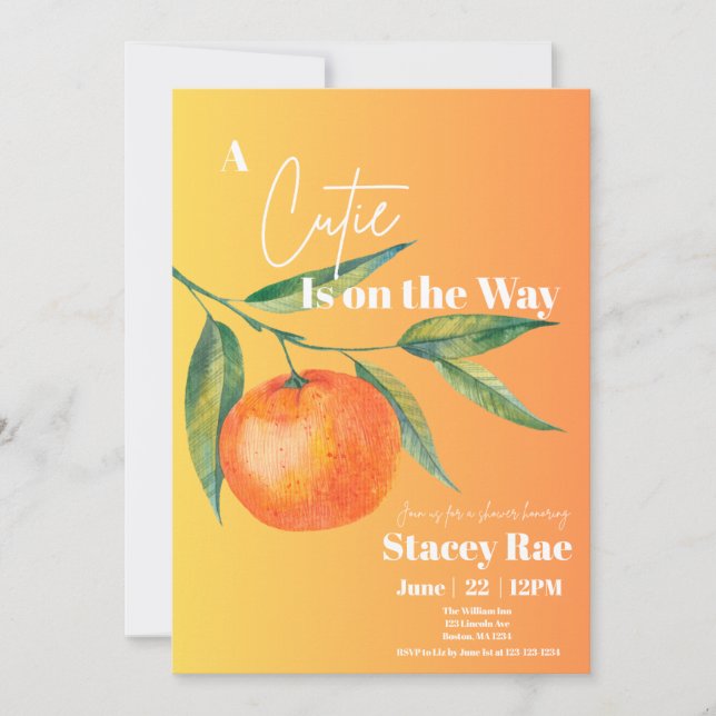 Convites A Cutie Is On The Way Baby Shower Invitation  (Frente)