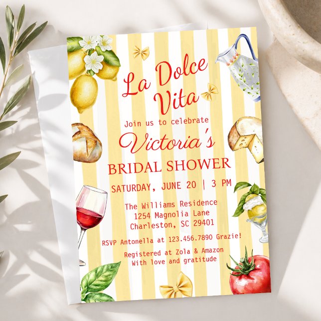 Convites A Doce Vida Chá de Noiva Italiano (La dolce Vita Bridal Shower Italian Food Invitation)