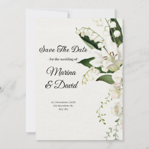 Convites A Elegante White Lily Floral salva o casamento