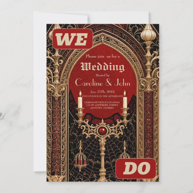 Convites A escura elegância do estilo gótico. O backgro (Frente)