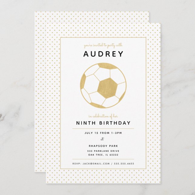 Convites A estrela de futebol moderna branca e o ouro (Frente/Verso)
