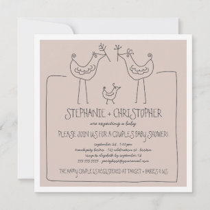 Convites A família moderna dos pássaros Funky acopla o chá