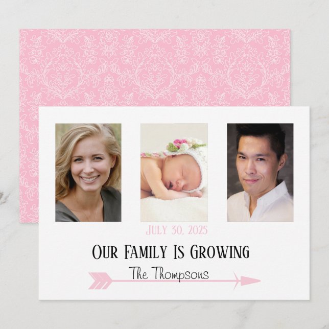 Convites A família personalizada de fotos está crescendo (Frente/Verso)