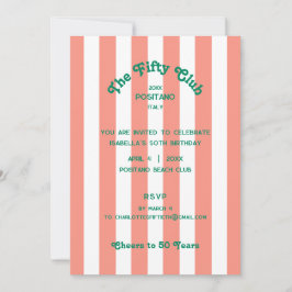 Convites A Festa de aniversário 50th Club Pink Stripe