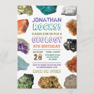 Convites A festa de aniversário da geologia balança gemas