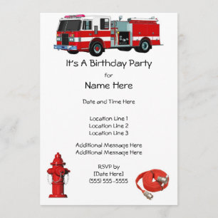 Convites A festa de aniversário da viatura de incêndio