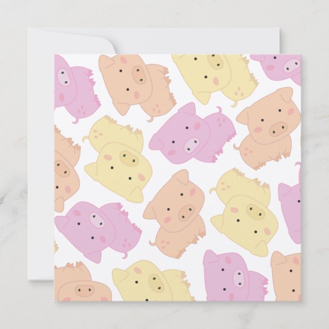 Convites A festa de aniversário leitão bonito do porco (Frente)