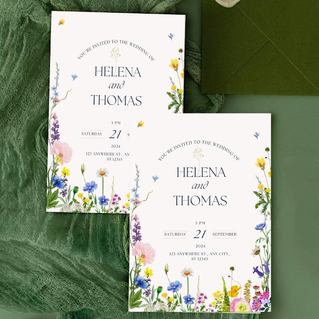 Convites à Festa de casamento de flor selvagem (koragarro flower wedding invitation, wild flowers invites, personalized wedding invitation bundles)