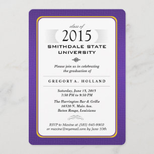 Convites A festa de formatura formal roxa & Dourado convida