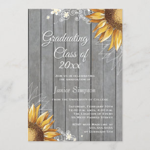 Convites A festa de formatura rústica dos girassóis do país