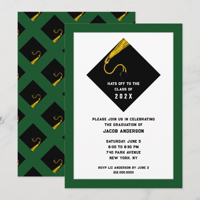 Convites à Festa de formatura Verde (Frente/Verso)