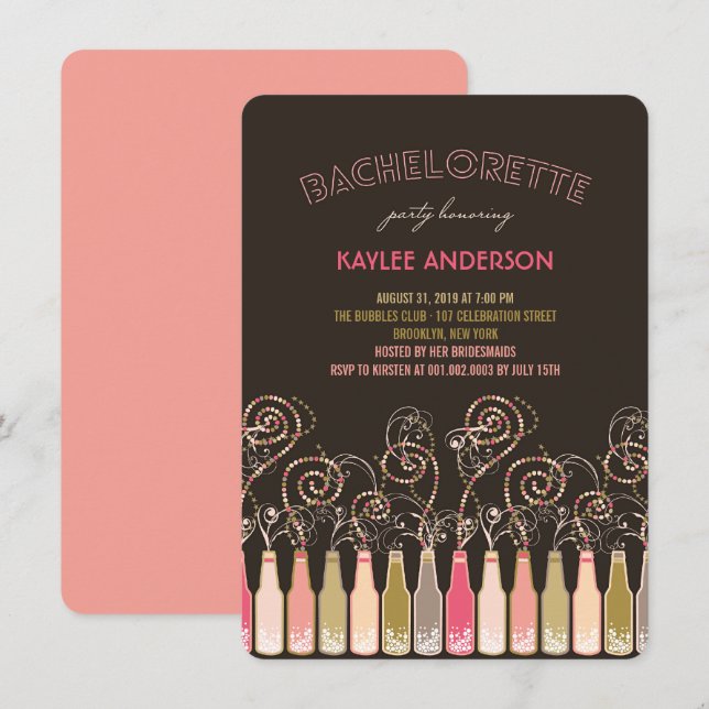 Convites à Festa de solteira de celebrações divert (Frente/Verso)