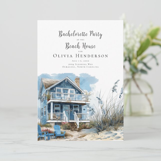 Convites A Festa de solteira na Casa da Praia (Em pé/Frente)