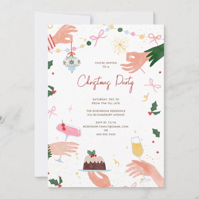 Convites A Festive Shindig Christmas Holiday Party Invite (Frente)