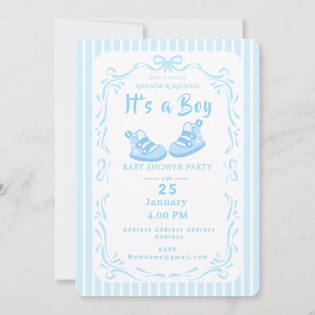 Convites A fita arco é um Calçado para bebês (Frente)