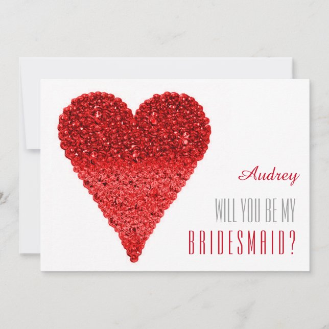 Convites A forma do coração vermelho será minha dama de hon (Frente)