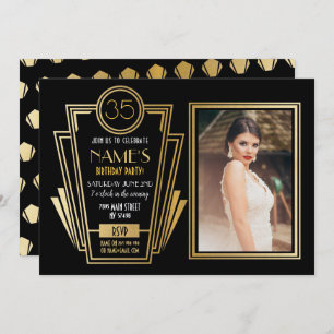 Convites a foto da festa de aniversário do art deco dos
