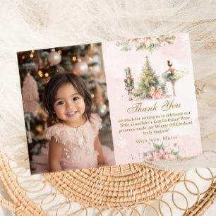 Convites A foto do quebra-nozes Winter Onederland Obrigado