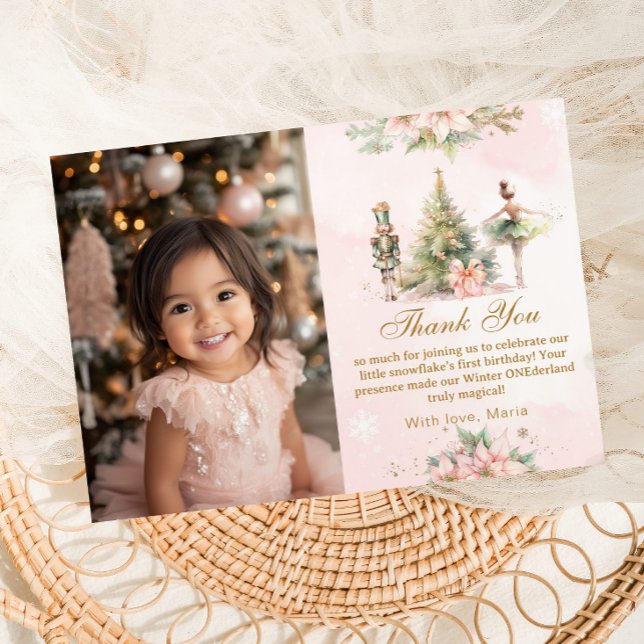 Convites A foto do quebra-nozes Winter Onederland Obrigado (Criador carregado)