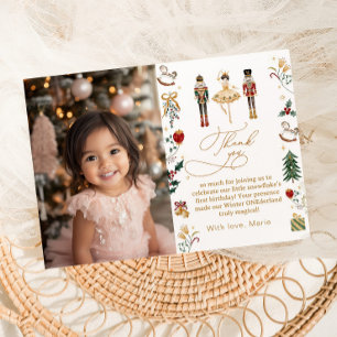 Convites A foto do quebra-nozes Winter Onederland Obrigado