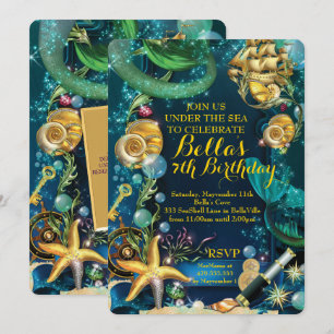 Convites A foto sob o partido da sereia do pirata do mar