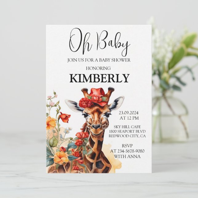 Convites A Girafa de Pescoço Longo (Em pé/Frente)