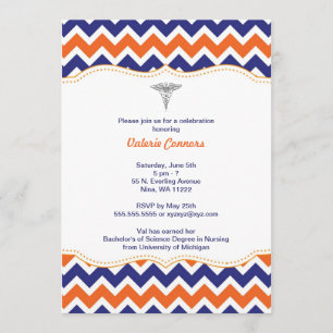 Convites A graduação da enfermeira de Chevron da laranja 