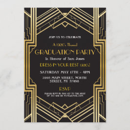 Convites a graduação do art deco do 1920 convida o ouro do