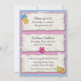 Convites à graduação em hibisco de papel rasgado a